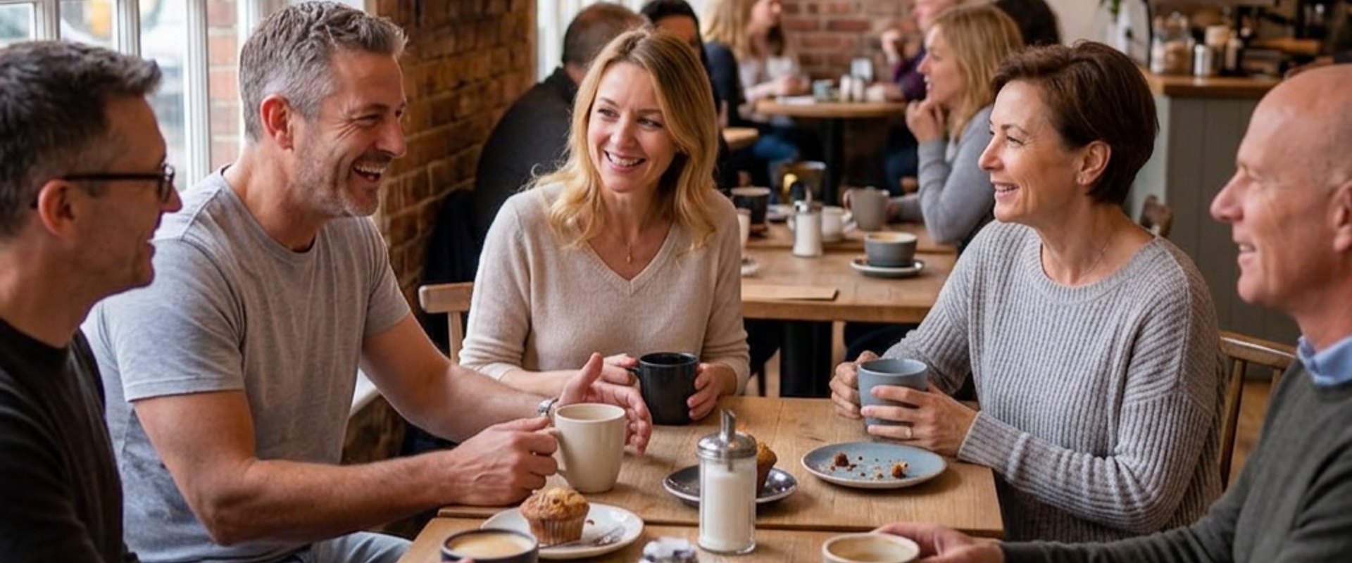 Members talking over coffee